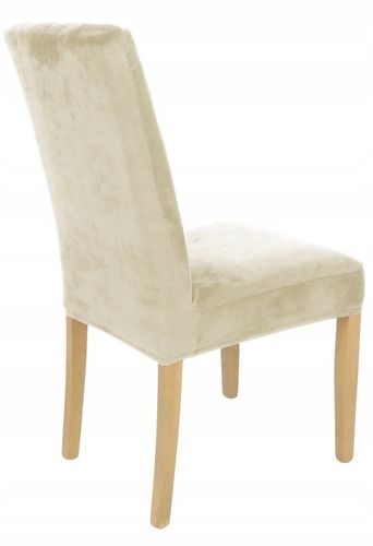 6 SZT POKROWIEC NA KRZESŁO Beż Kaszmirowy WELUR Elastyczny Gruby Pokrowce na Arena.pl