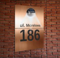 miedziana TABLICZKA ADRESOWA oświetlona pionowa dibond numer domu 40x30