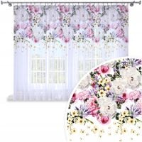 FIRANA GOTOWA WOAL 300X150 BARWIONA WZÓR NA ŻABKI TAŚMIE FIRANY KWIATY 010