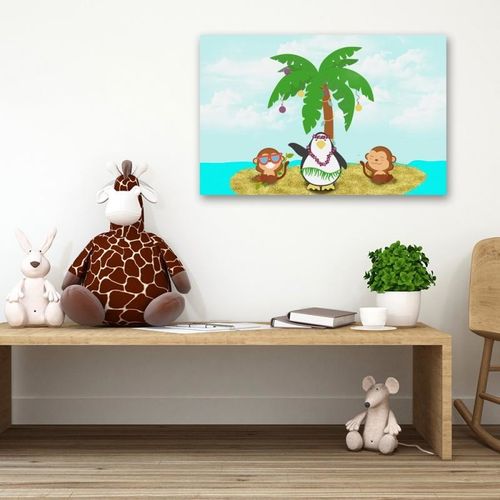 Obraz na płótnie - Canvas, Małpki i pingwinek 50x40 na Arena.pl