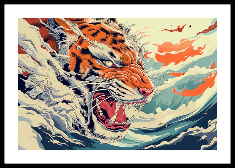 Plakat 45x30cm Tygrys Na Fali zdjęcie 3
