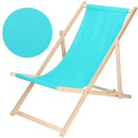 Leżak ogrodowy, drewniany z 3-stopniową regulacją, plażowy, balkonowy, turkusowy