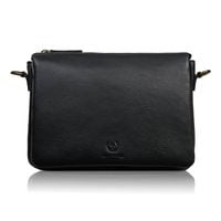 torebka damska na ramię skórzana czarna kompaktowa listonoszka