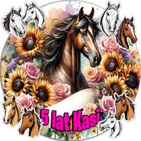 OPŁATEK NA TORT 20CM - KOŃ HORSE DEKORACJA URODZINOWA + IMIĘ 15CM 18CM