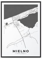 Plakat plan miasta mapa Mielno 61x91 cm w czarnej ramie
