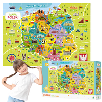 Puzzle ”Mapa Polski” 100 Elementów Układanka Kolorowa Dla Małych Odkrywców