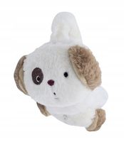 Mięciutkie pluszowe nauszniki Piesek z łatką na oku biały