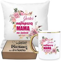 ZESTAW PREZENTOWY PODUSZKA I PIĘKNY KUBEK DLA MAMY DZIEŃ MATKI URODZINY