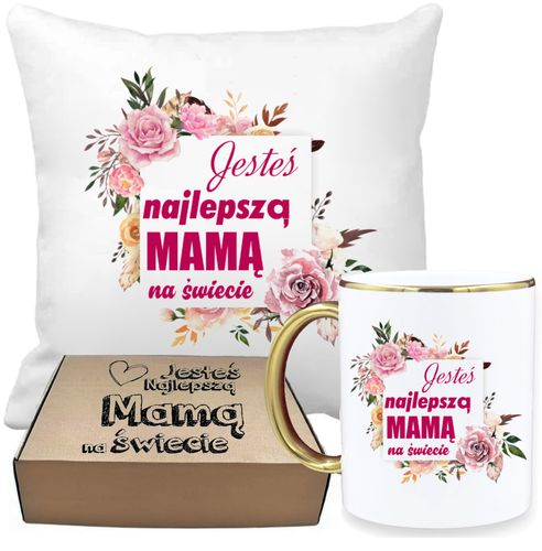 ZESTAW PREZENTOWY PODUSZKA I PIĘKNY KUBEK DLA MAMY DZIEŃ MATKI URODZINY na Arena.pl