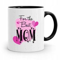Kubek Czarny Prezent Dla Mamy For The Best Mom Z Nadrukiem Ze Zdjęciem
