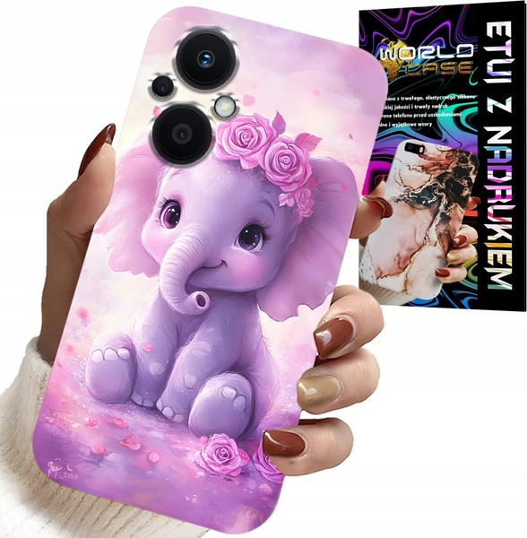 ETUI DO OPPO RENO7 LITE 5G - SŁODKI SŁONIK NA RÓŻOWYM TLE CASE +FOLIA zdjęcie 1