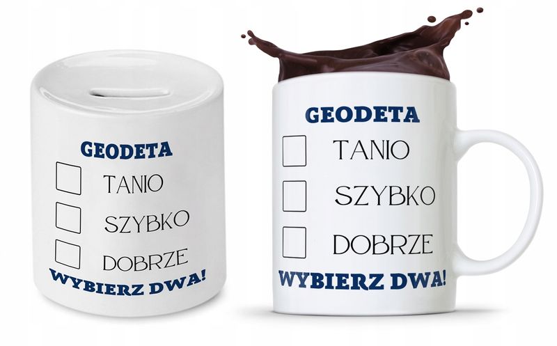 Dla Geodety Na Prezent Zestaw Kubek + Skarbonka Z Nadrukiem Ze Zdjęciem zdjęcie 1