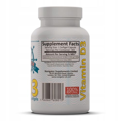 WITAMINA D3 10000IU Z LANOLINY 365kaps NA ROK na Arena.pl