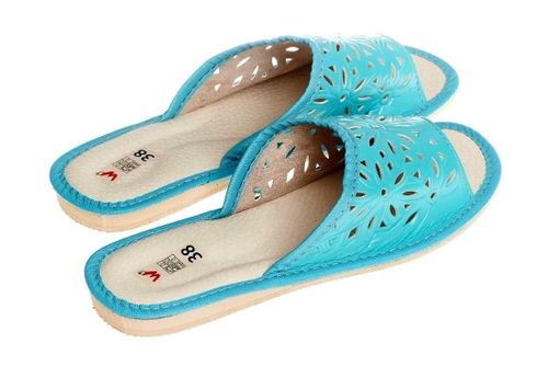 Przewiewne damskie pantofle z ażurowym wzorem pw077 niebieski Obuwie 41 na Arena.pl