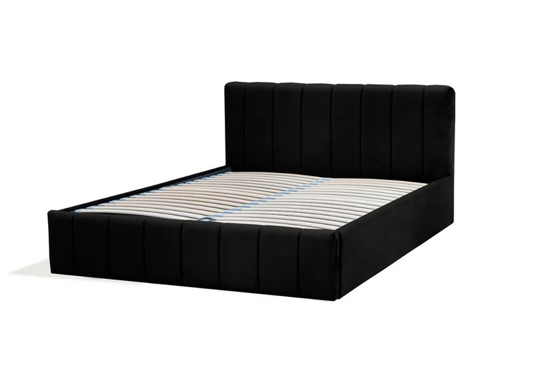 Czarne łóżko tapicerowane NINA / R100 140x200 cm zdjęcie 1