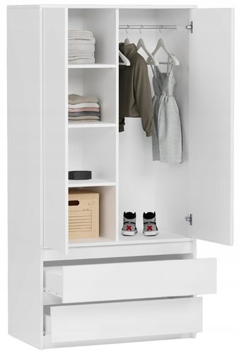 Szafa garderoba 90cm 2d 2szuflady biała B-9 na Arena.pl