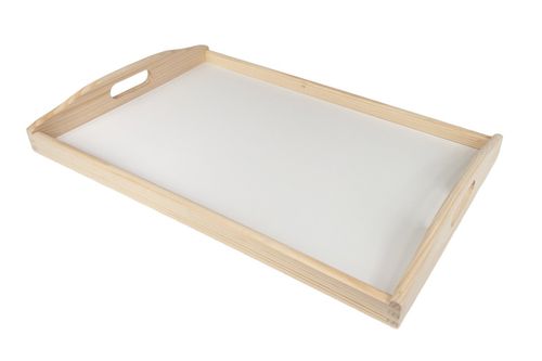 Taca drewniana 47/30 cm, białe dno na Arena.pl