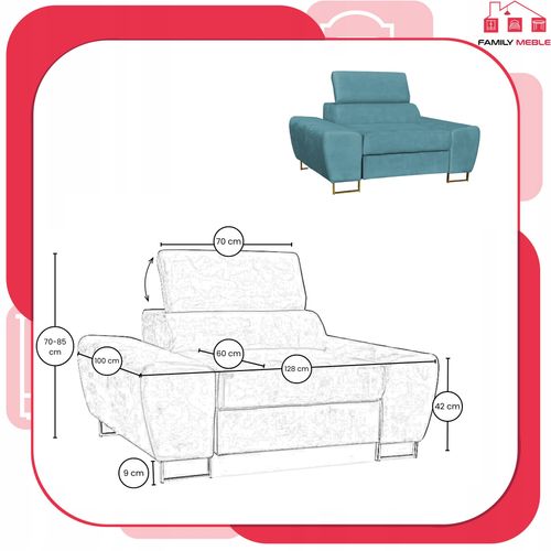 Zestaw mebli wypoczynkowych Bosso Sofa 2os fotele niebieskie Family Meble na Arena.pl