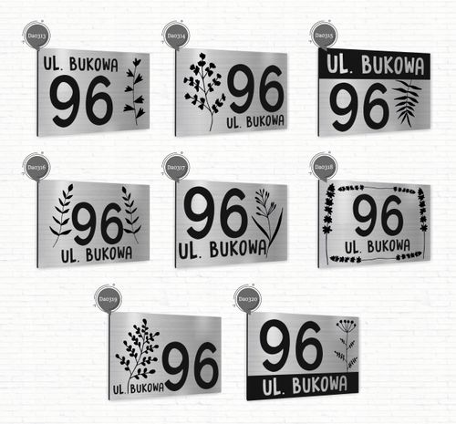 Tabliczka Tablica ADRESOWA srebrna DIBOND 20x15 numer domu ul. duży wybór na Arena.pl