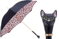 PASOTTI Parasol 93cm CZARNY KOT Rączka Emaliowana Animalier LUX