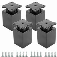 Nóżka nóżka stopka meblowa 40x40, H-60mm, regulacja, Czarny połysk, 4 szt