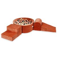 Piankowy plac zabaw z basenem okrągłym 90x30 Velvet soft canyon clay + 200 piłek (jasne złoto, różowe złoto, srebrne, perła)