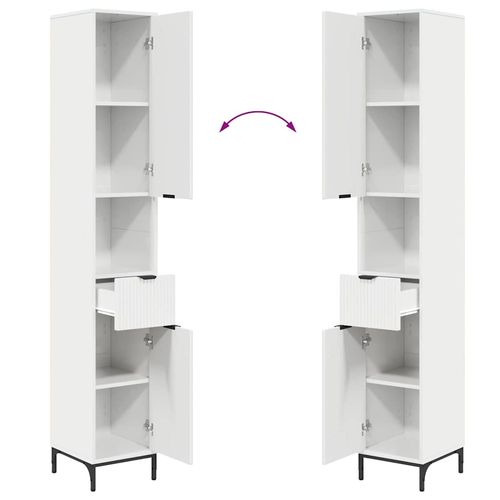 Wysoka szafka łazienkowa z szufladą Biały na wysoki połysk na Arena.pl