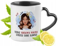 Dla Magdy Kubek Czarny Z Uszkiem W Kształcie Serca Na Prezent Z Nadrukiem