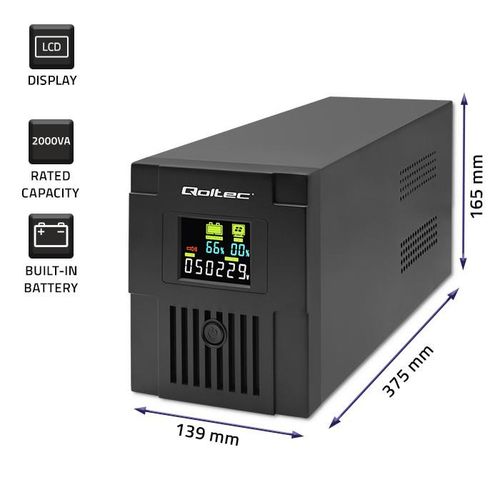 Zasilacz awaryjny UPS Qoltec  Monolith | 2000VA | 1200W | LCD | USB na Arena.pl