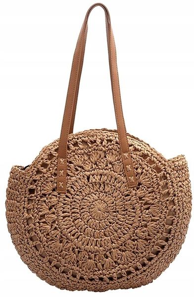 Klasyczna Torebka Torba Okrągła Słomiana Na Zakupy zdjęcie 2