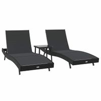 Leżaki 3 pcs Czarny 40 x 40 x 40.5 cm polirattan