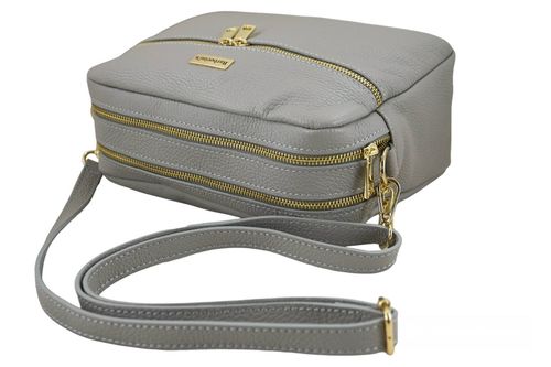 Pojemna torebka skórzana dwukomorowa - Szara jasna na Arena.pl