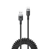 kabel przewód spiralny usb-a - usb-c 480mb/s 3a 1.2m - czarny