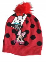 Czapka Zimowa z pomponem Myszka MINNIE dzianina 54 czerwona