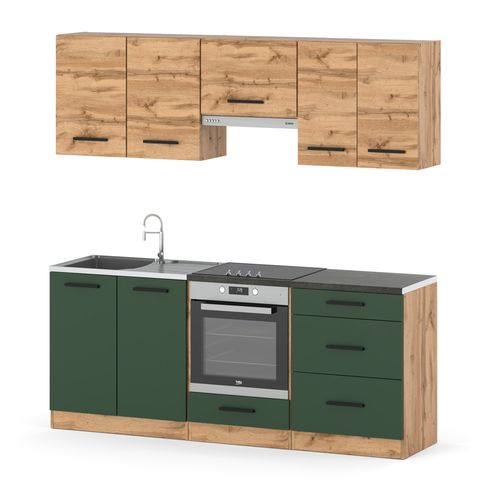 Kuchnia Modułowa Z Blatem Mała Pojemna 2.0m Wotan Wotan Butelkowa Zieleń na Arena.pl