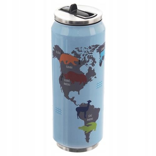 Kubek Termiczny Termos Bidon Puszka Mapa Świata ze Słomką ORION 500 ml na Arena.pl