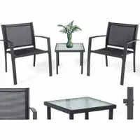 Ciemnoszary zestaw mebli ogrodowych, 2 krzesła + stolik