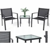 Ciemnoszary zestaw mebli ogrodowych, 2 krzesła + stolik