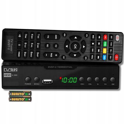 TUNER DEKODER DVB-T2 TV NAZIEMNEJ FULL HD HDMI USB PILOT BATERIE ZESTAW na Arena.pl