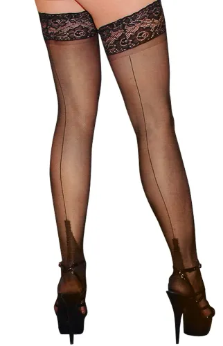 cottelli legwear pończochy z ozdobnym szwem i koronką, 20 den, czarne na Arena.pl