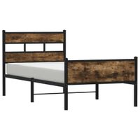 Łóżko bez materaca, przydymiony dąb, 90x190 cm