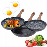 Zestaw 3 patelni 3 x Patelnia CERAMICZNA GRANITOWA INDUKCJA GAZ 20/24/28 cm