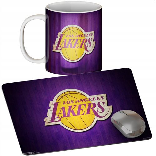 ZESTAW KUBEK + PODKŁADKA - LAKERS KOSZYKÓWKA - PREZENT WIELE WZORÓW + IMIĘ na Arena.pl