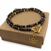 Naszyjnik - Choker z zawieszką Turmalin Obsydian NATURALNE KAMIENIE