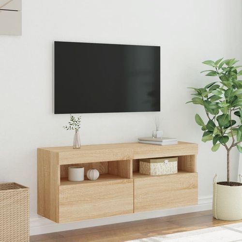 Ścienna szafka TV z LED, dąb sonoma, 100x30x40 cm na Arena.pl