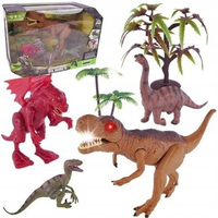 Zestaw Dinozaurów 4 Figurki 2 Drzewka Efekty Dźwiękowe I Świetlne