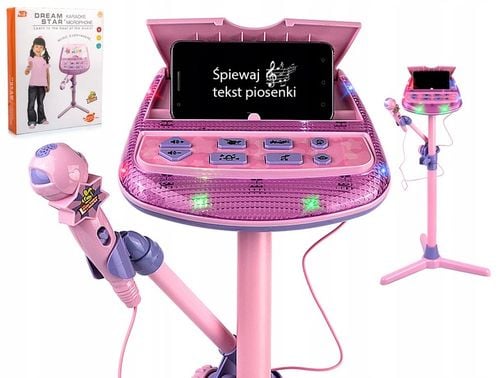 ZESTAW DO KARAOKE DLA DZIECI MIKROFON + REGULOWANY STATYW EFEKTY DŹWIĘK MP3 na Arena.pl