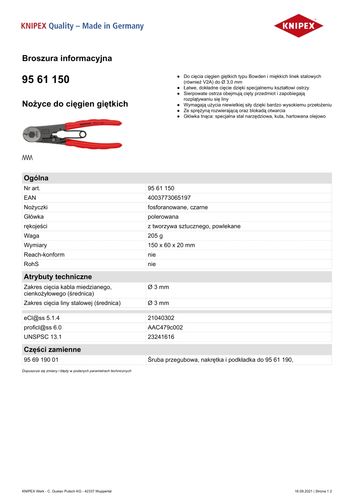 nożyce do lin stalowych 150mm. - kn 95 61 150 na Arena.pl