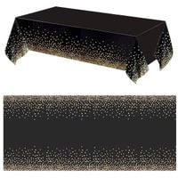 Obrus foliowy na stół cerata wodoodporna dekoracja czarna w złote groszki