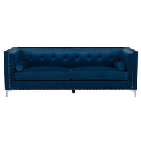 Sofa 3-osobowa welurowa ciemnoniebieska AVALDSENES